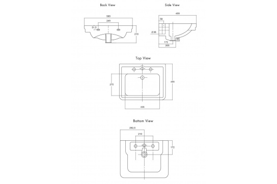 Stafford 58 x 45 Wall Hung Basin