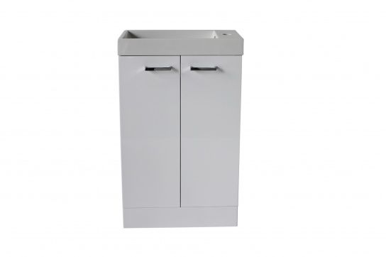 Companion 50 x 25 Floor Standing White Gloss Compact Vanity with Polymarble Top