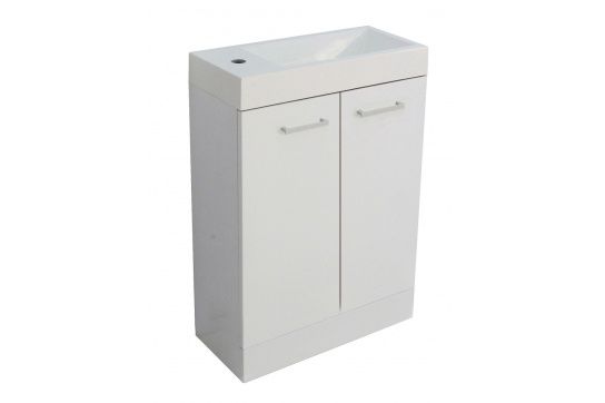 Companion 50 x 25 Floor Standing White Gloss Compact Vanity with Polymarble Top
