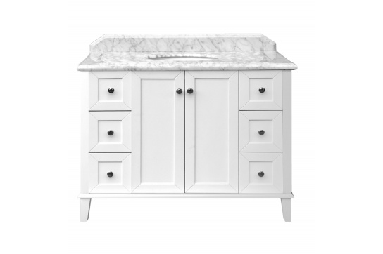 Coventry 120 x 55 Single Bowl Satin White Vanity with Real Marble Top & Ceramic Undercounter Basin