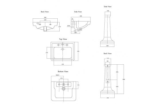 Stafford 58 x 45 Basin & Pedestal