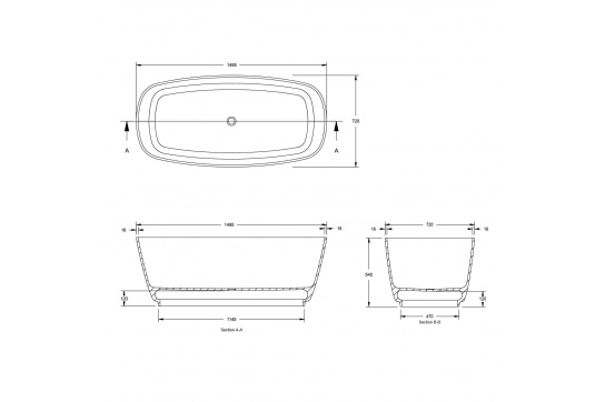 Maldon 150 x 72 TitanCast Solid Surface Freestanding Bath - Special Finish