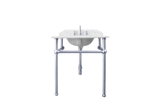 Mayer Basin Stand With 75 x 55 Real Carrara Marble Top - Chrome 