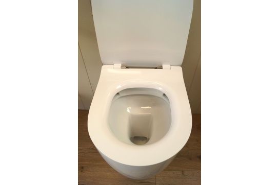 Package - Narva Rimless Floor Mounted Pan & Seat + Geberit In-wall Cistern + Flush Plate
